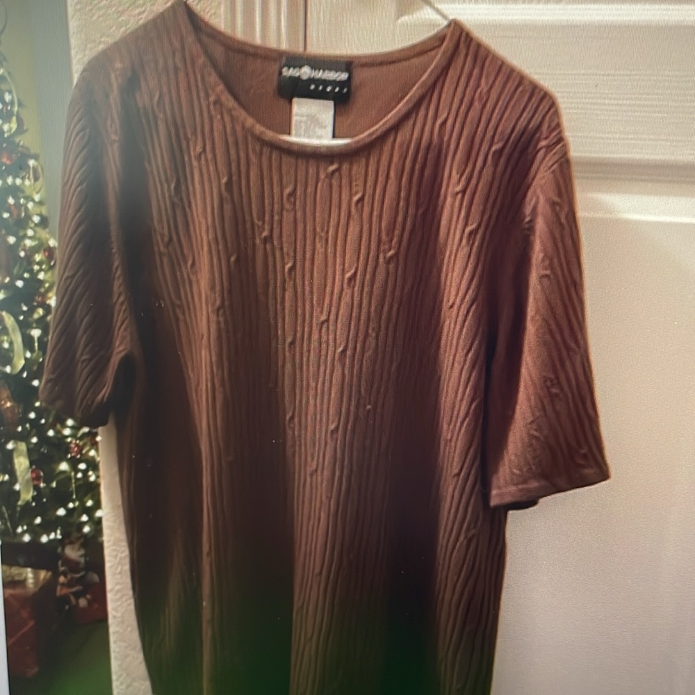 Sag Harbor Woman Cable Knit Acrylic Crew Neck top XL